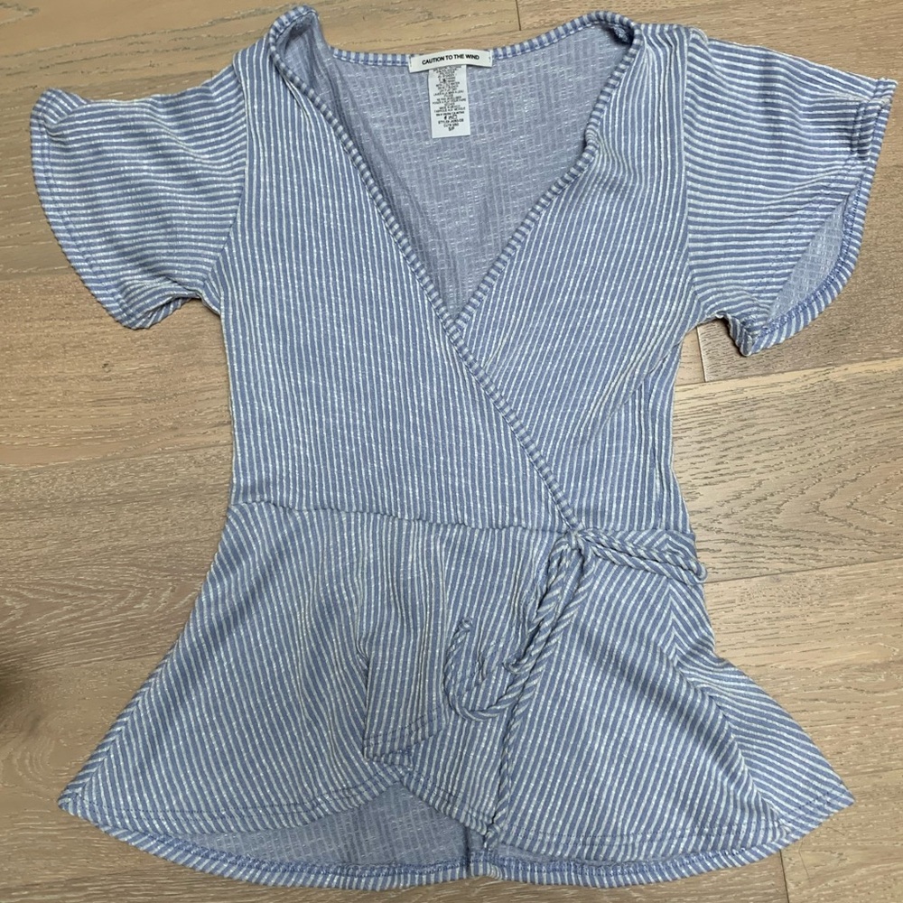 Caution To The Wind Faux Wrap Top